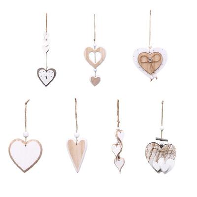 Handmade Wood Heart Shaped Charm Valentines Day Hanging Ornament for Home and Event Styling Living Room Accessories