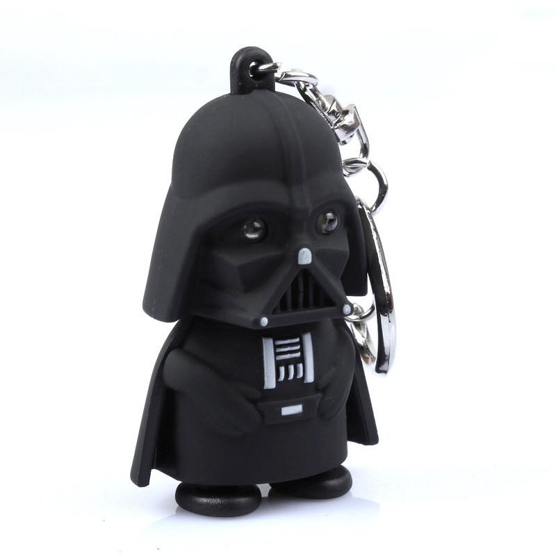 Porte-clés mignon de dessin animé Guerrier Noir Lumière LED Son Enfant Lampe de poche Pendentif de sac Accessoire