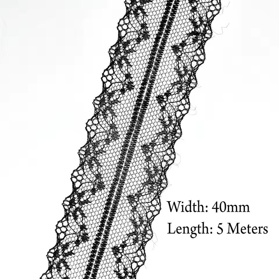 5 Meters White & Black Lace Ribbon Assorted Floral Trims for Gift Wrapping Christmas Wedding Decor DIY Crafts Sewing Accessories