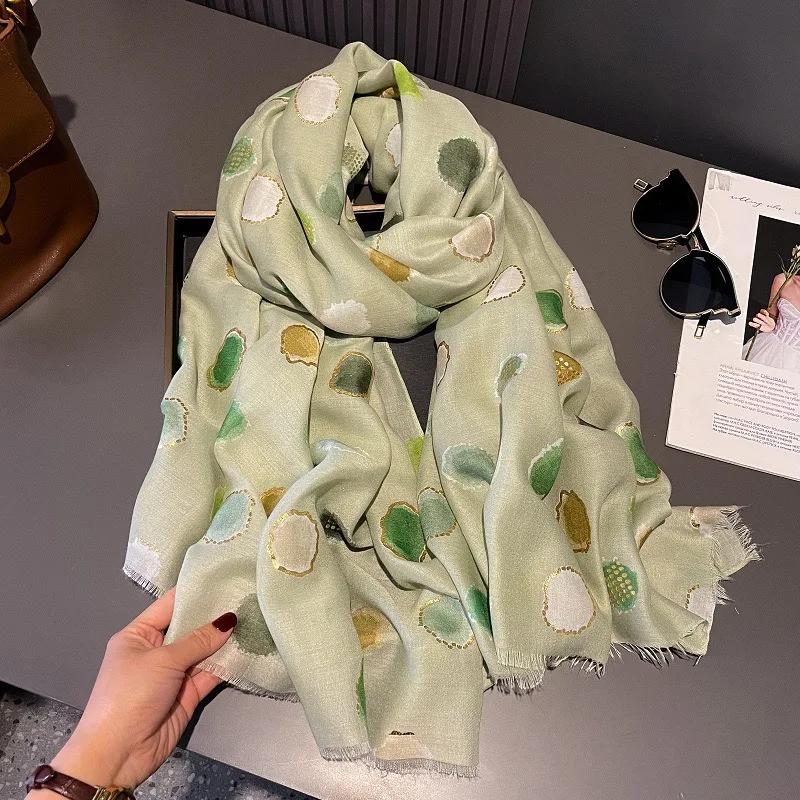 Women Lurex Polka Dot Fringe Cotton Viscose Shawls Scarf Lady High Quality Thin Wrap Beach Stole Bufandas Muslim Hijab 180*90Cm