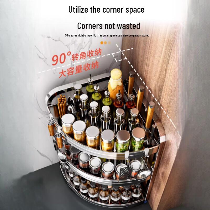 Modern 3-Tier Triangular Kitchen Countertop Storage Rack (Set of 2)