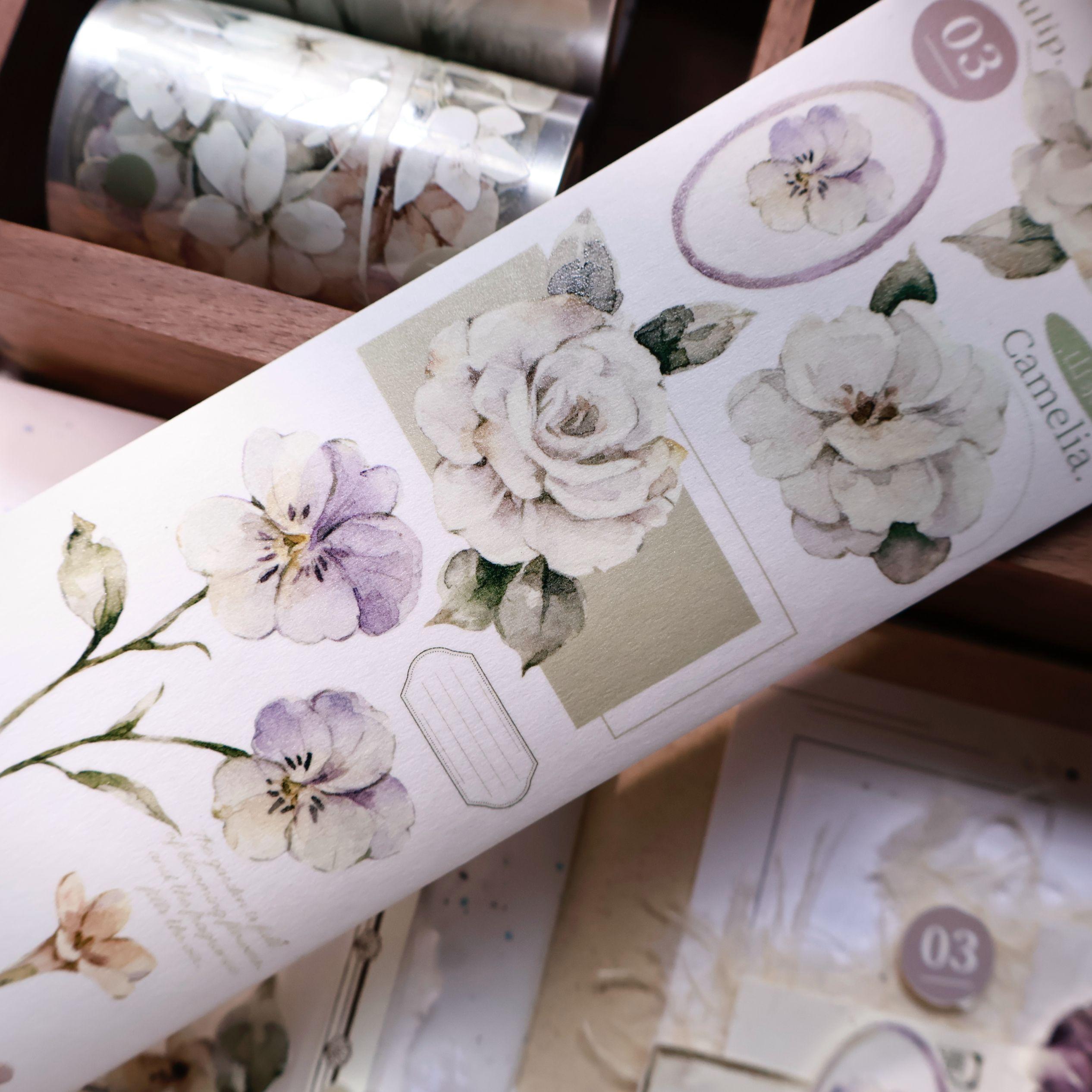 

Vintage Floral Washi Tape Small Flower Journal PET Sticker 6m whole roll