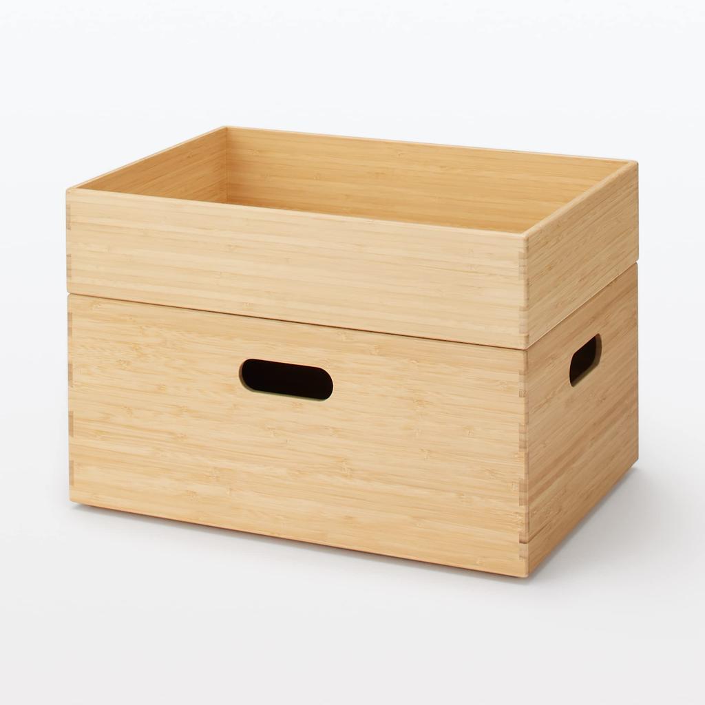 MUJI Stackable Bamboo Rectangular Storage 37cm W X 26cm D X Product Number Suitable for Clothing Storage Box, Medium, 16.5cm H, 12047308,