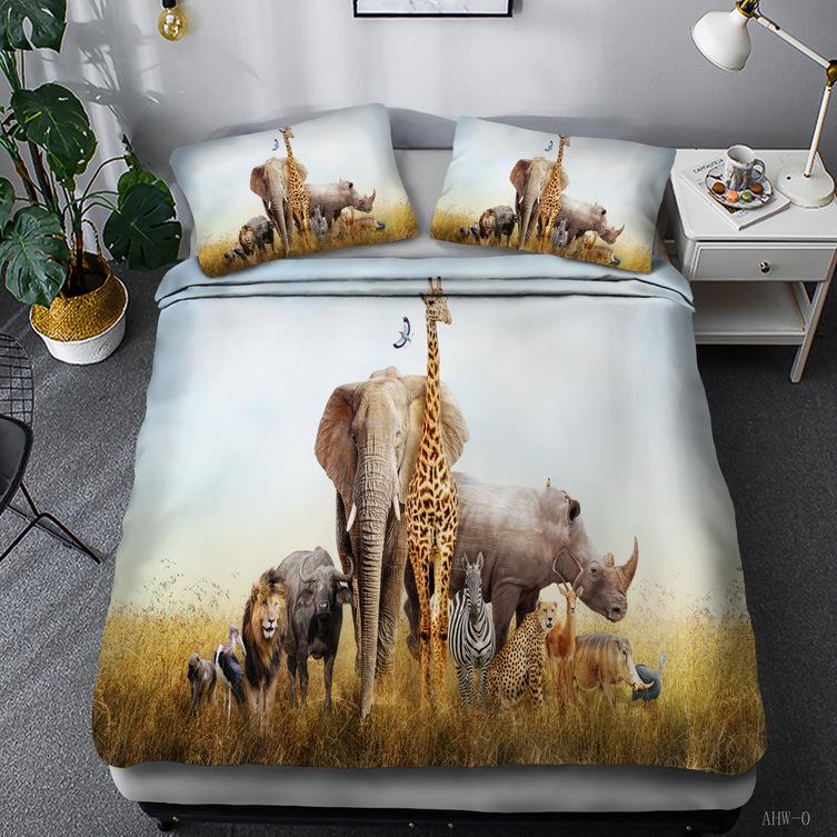 Bohemian animal elephant series quilt cover three-piece 3D digital bedding