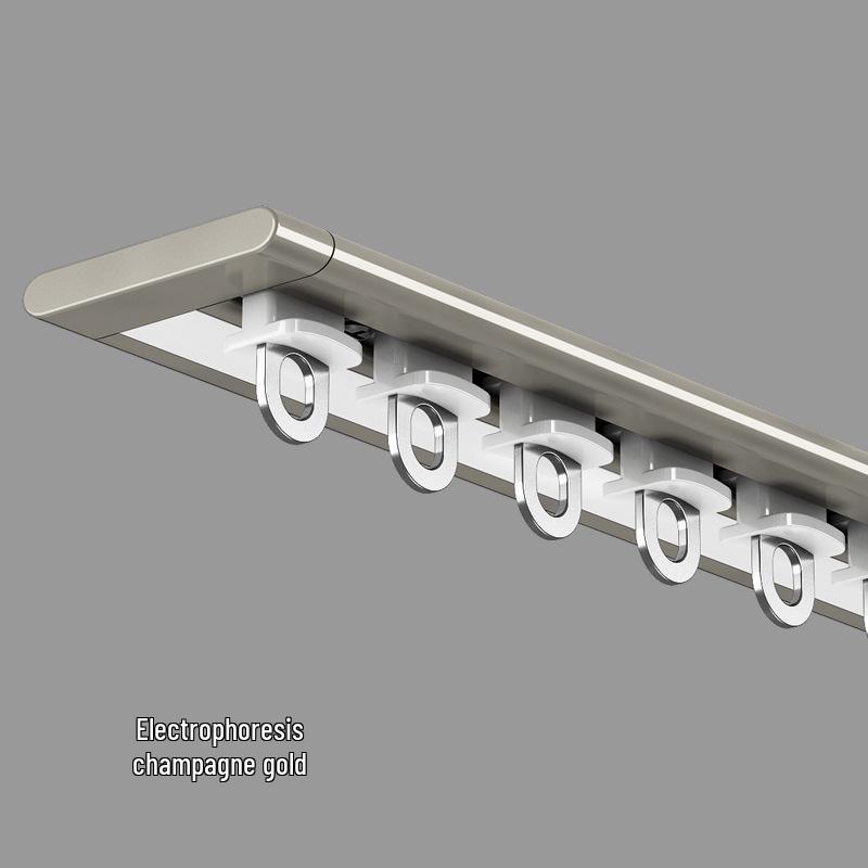 Inward Opening Bay Window Curtain Track - No-Drill, Shaped, Sliding with Hooks