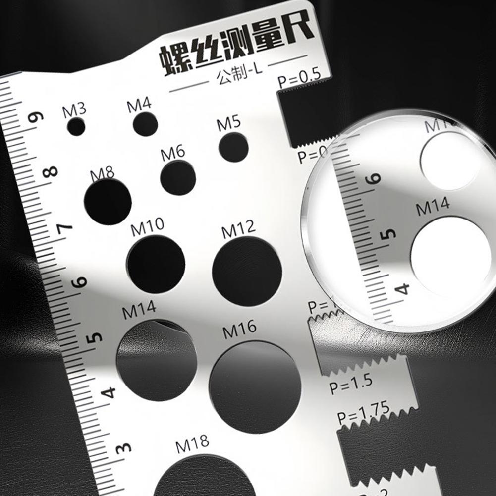 1 Pcs Durabler Stainless Steel Ruler Screw Measuring Ruler Stainless Steel Screw Measuring Ruler Measuring Gauging Tools