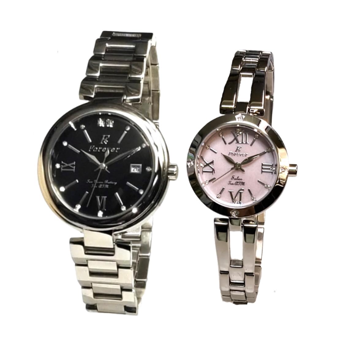 

Pair 10 ATM water resistant battery movement solar shell beautiful crystal dial FOREVER watch, [Men s], 10-year [Ladies], movement, dial, watch]