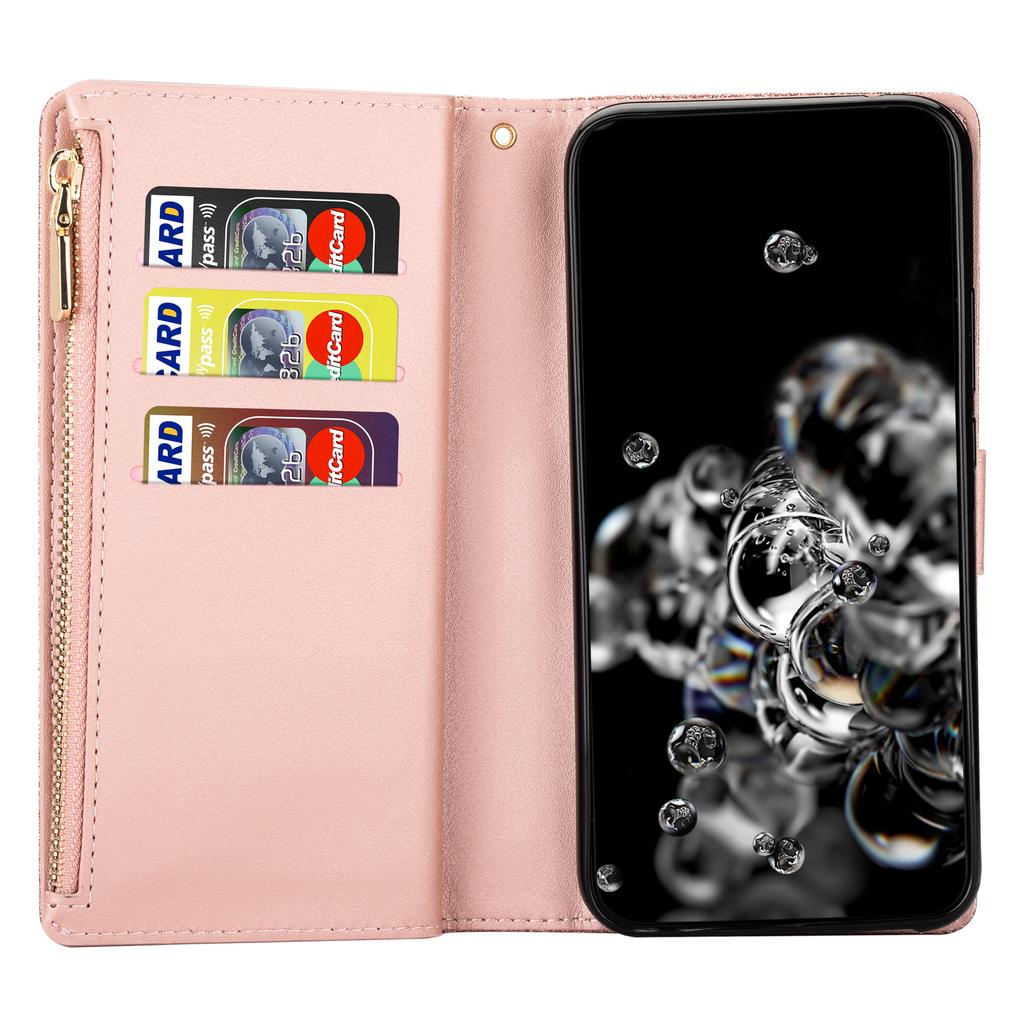 Для Samsung Galaxy A55 5G кожаный чехол-подставка на молнии кошелек блестящий чехол для телефона