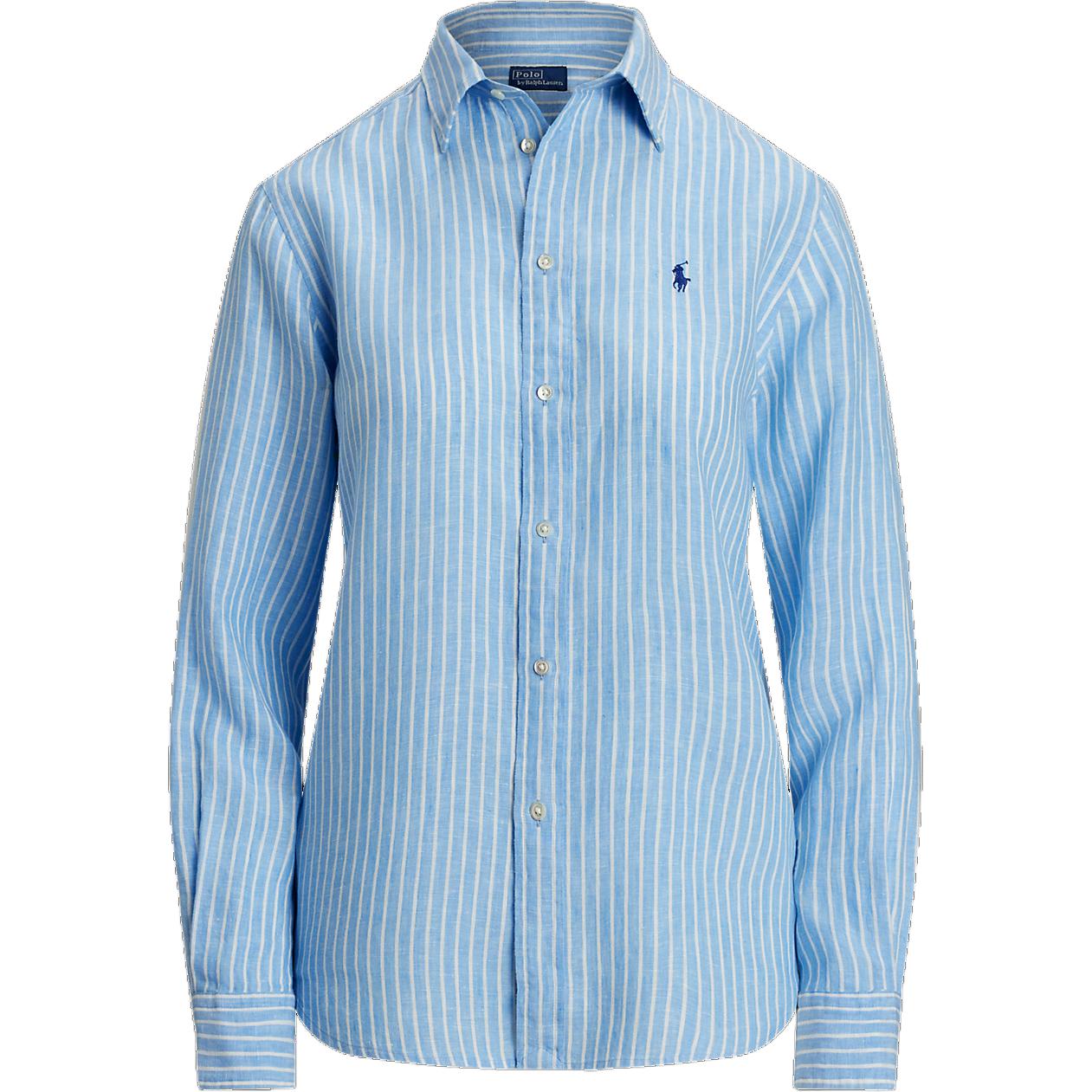 

Классическая полосатая льняная рубашка поло Polo Ralph Lauren с вышивкой пони Женская рубашка Синяя WMPOSHTNDO20749-400 XS