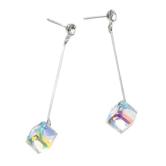 

Женские прозрачные кубические стразы, висячие серьги-гвоздики для ушей, ювелирные изделия, подарок