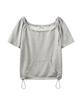 Lense Drawstring Off Shoulder Tee Melange Gray