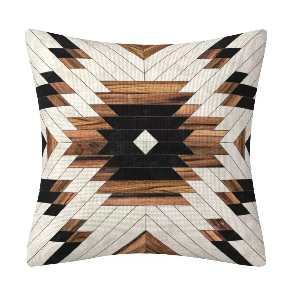 

Wood Grain Geometric Figure Linen Pillow Case Car Pillow Home Sofa Cushion Cover Premium Durable Quality Useful 45 * 45Cm