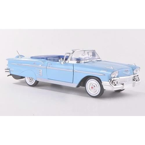 Miniatures montées - Chevrolet Impala cabriolet bleu clair 1958 1/24 Motormax