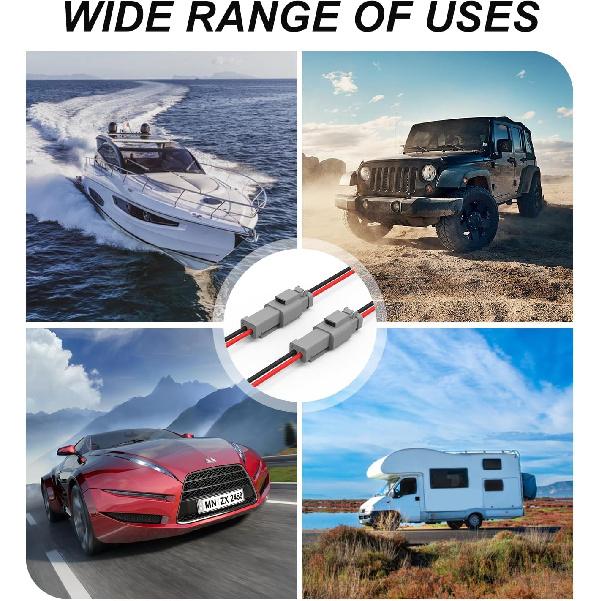 Deutsch DT 2 Pin Connector 5 Sets - 2 Way DT Automotive Waterproof Male Female Plug Wiring Harness For Car, Truck, Boats, LED Work Light, 16 AWG. (5