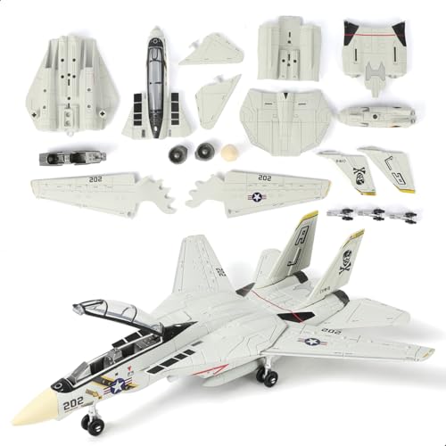 SEBUNAS 1:72 Scale F-14 Tomcat Fighter Quick Build Model Kit, Plastic Military F14 Toy Airplane Assembly Aircraft Model with Stand, Gift for Kids (36