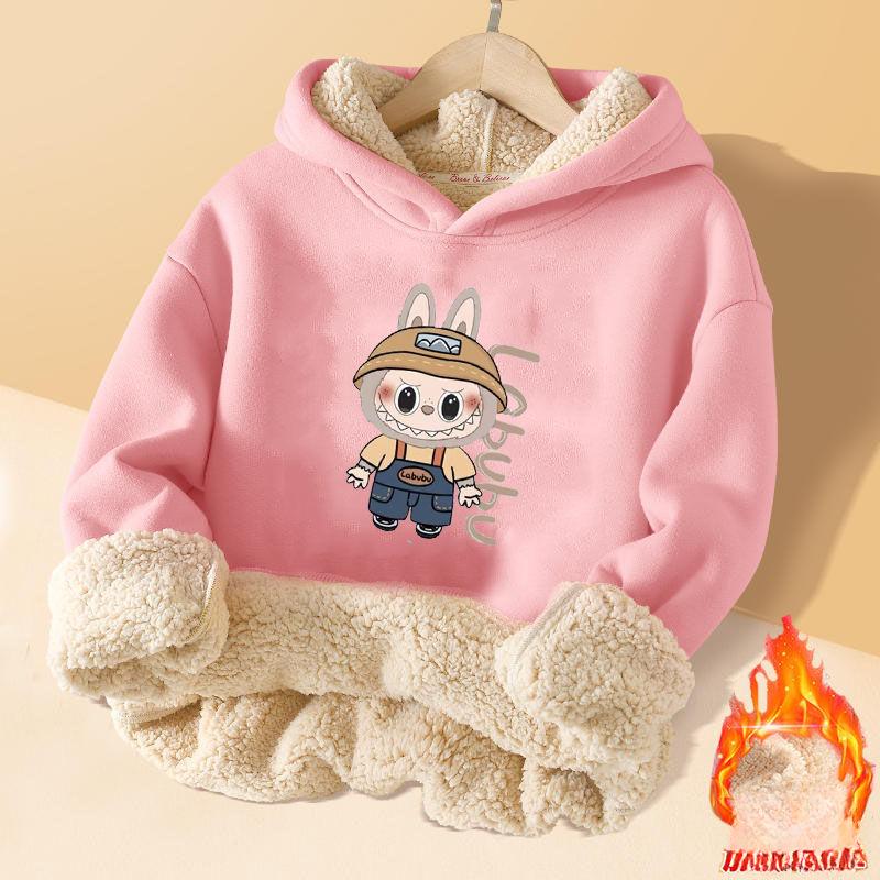 

Labubu Boys and Girls Lambskin Hooded Sweatshirts and Children s Casual Jackets 140