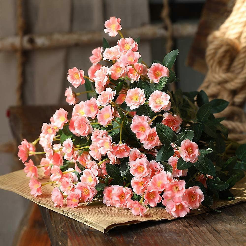 Petit Bouquet de Roses Sauvages Artificielles Fleur Artificielle Décor de Jardin Floral Extérieur 3 pièces (Bleu)