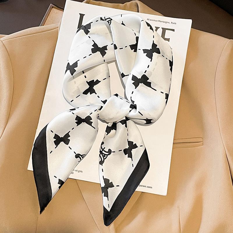 Luxury Brand  Silk Square Scarf Women Neck Hair Tie Band Beach Hijab Kerchief Head Headbands Bandana Female Foulard 70cm