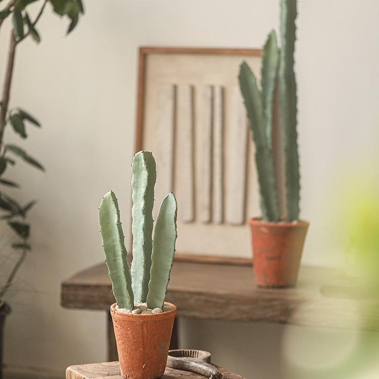Three-Stem Artificial Cereus Bonsai for Indoor Decor