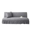 Elastic Solid Color Seersucker Fabric Without Armless Sofa Bed Cover with Skirt Slipcover Fitted Couch Cover Washable Fabric