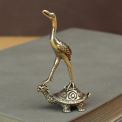 Pocket Brass Turtle Crane Crane Ornament Turtle Crane Longevity Turtle Single Crane Stepping Turtle Home Pure Brass Ornament