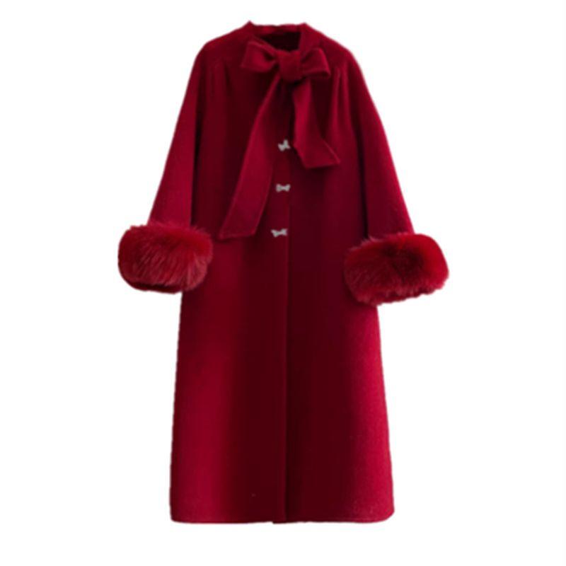 

100kg Red Coat Toasting Dress New Chinese Style Bride Wedding Woolen Coat Engagement Foreign Trade Plus Size Women s Clothing Red Quilted Jacket S