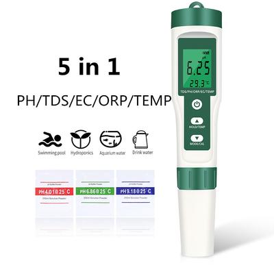 5 In 1 TDS EC Salinity S.G. Temperature Meter Portable Water Quality Tester Pen for Drinking Water Pools Aquariums