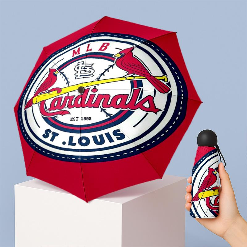 St. Louis Cardinals Printed 5?Fold Mini Umbrella 8?Rib Windproof Compact Umbrella For Women Pocket Carry