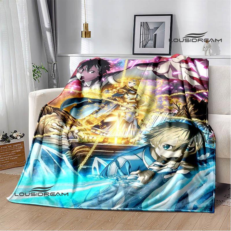Cartoon Sword Art Online Printed Blankets Picnic Blanket Warm Flannel Blankets Home Bed Linings Blankets for Beds Birthday Gift