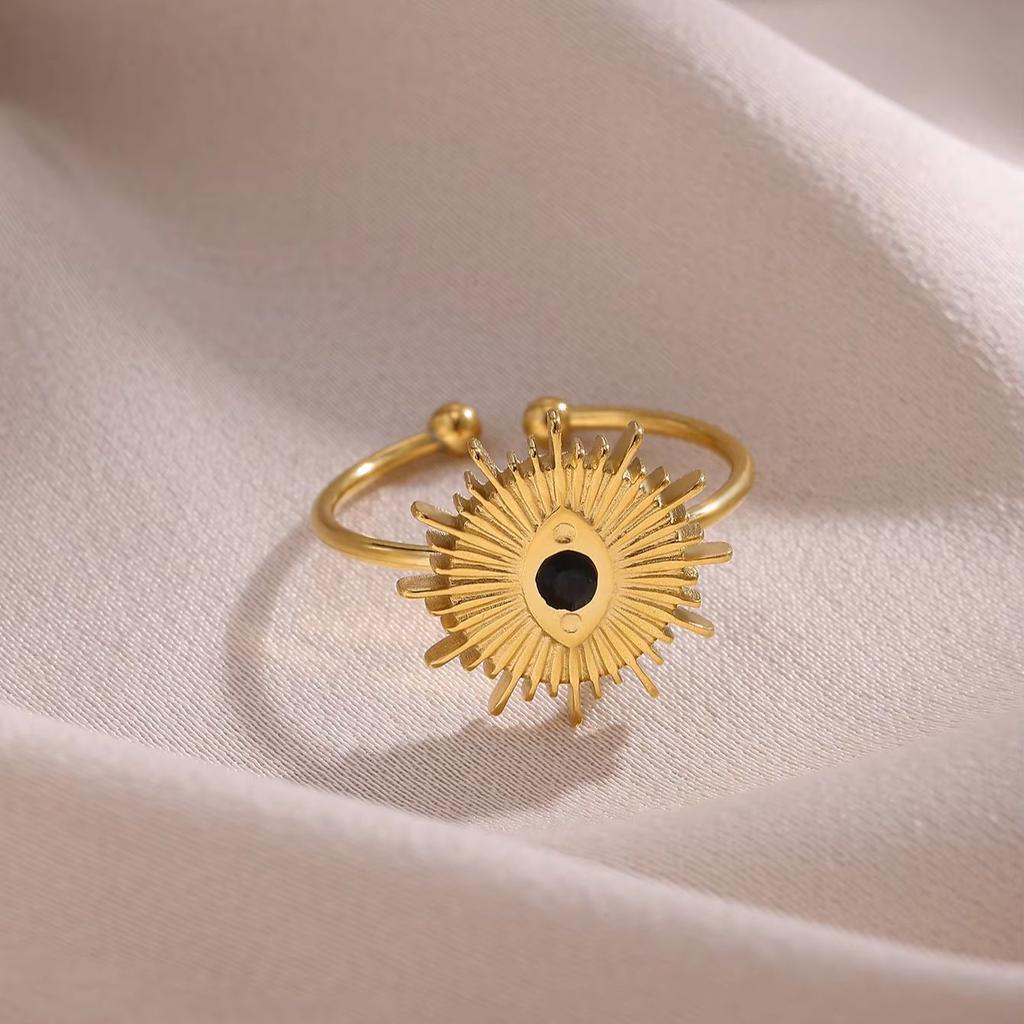 Gold Color Beautiful Eye Style Adjustable Rings For Women Stainless Steel Fashion Punk Anillos Daily Party Jewelry Ring Gifts