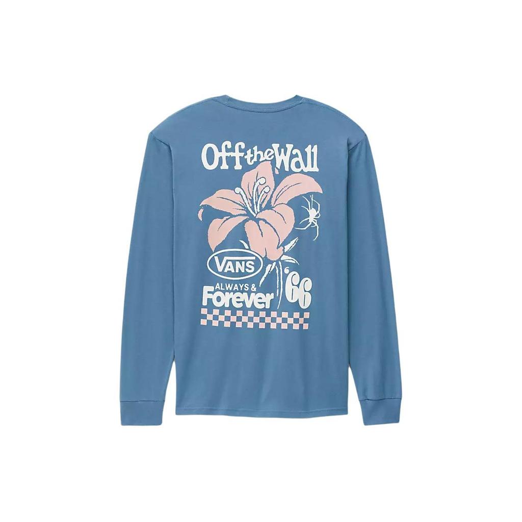 Vans Petal And Pest Long Sleeve T-Shirt Orchid Pattern Letter Print Loose Fit Crew Neck T-Shirt Men Tops Blue VN000G5AP8X