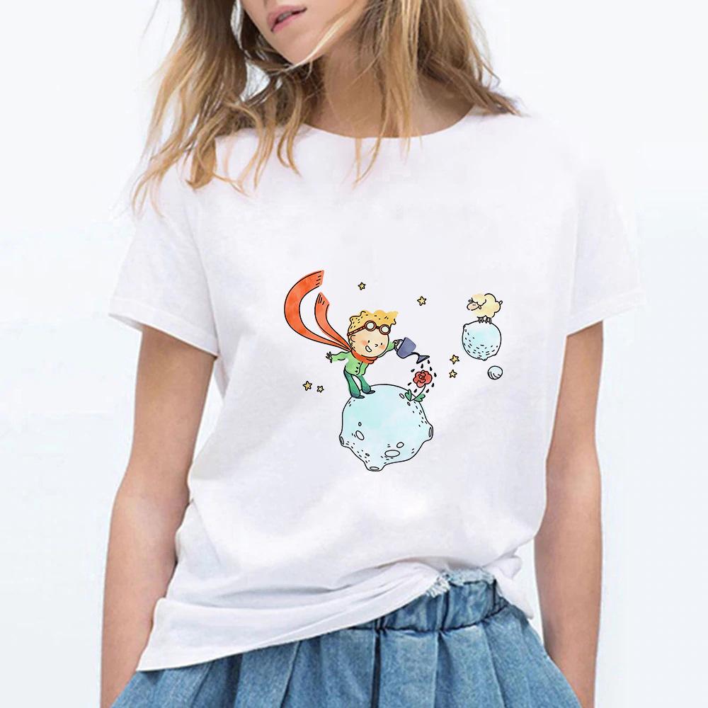 Little Prince White Print Women's Short Sleeve T-Shirt