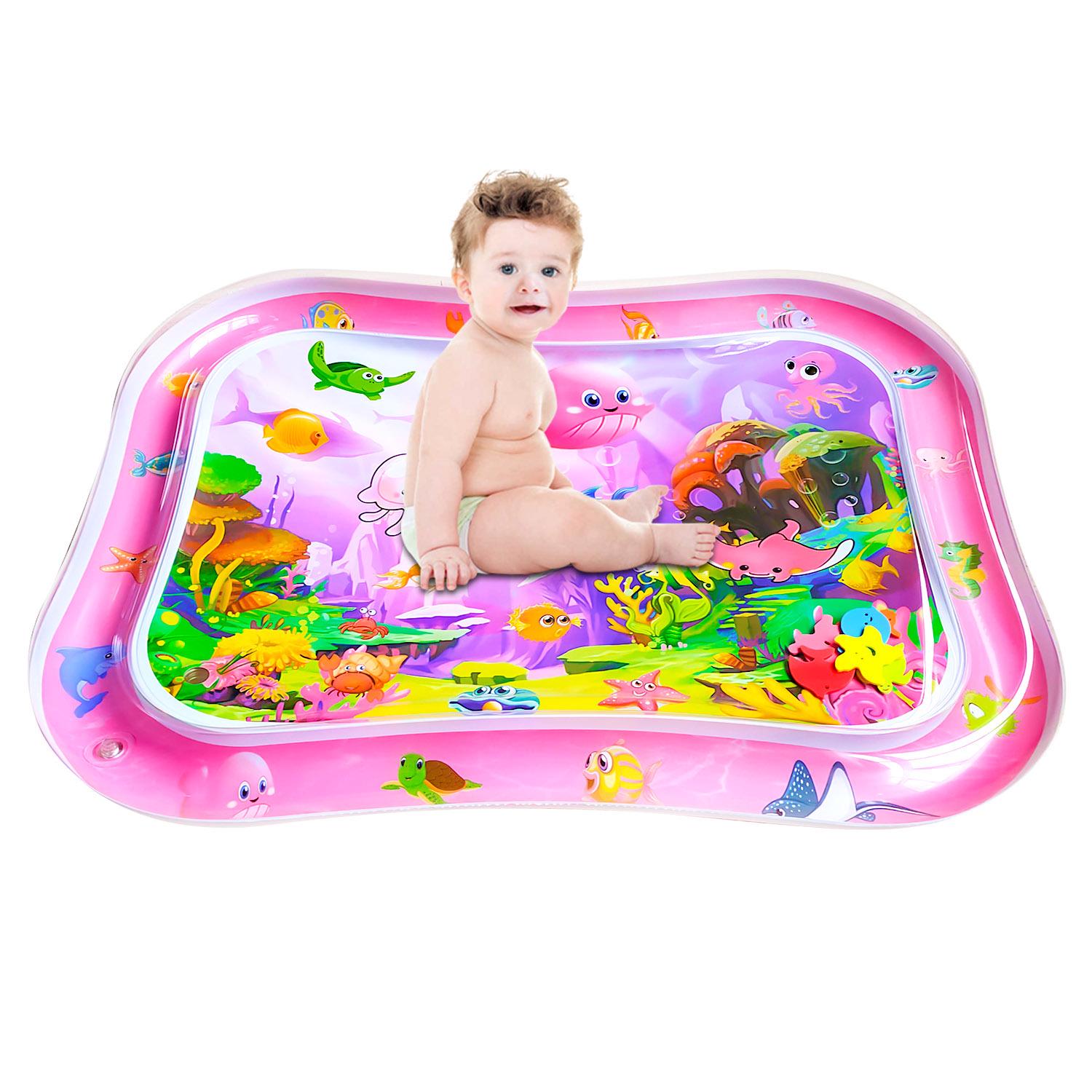 Eco-friendly Cartoon Marine Life Baby Water Mat & Swim Ring for Crawling and Sitting 100x80 cm розовый