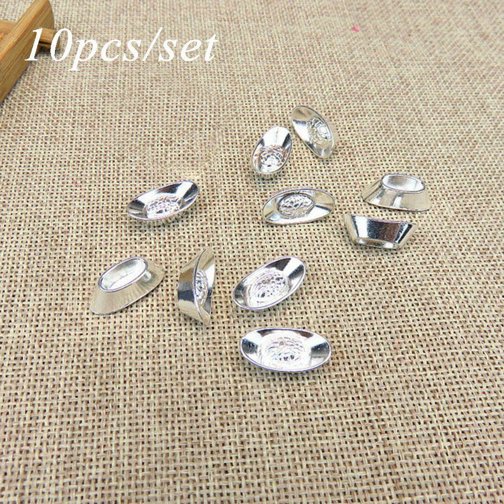 

10pcs/set Home Decor Auspicious Fengshui Decor Office Yuanbao Ingot Ornament Lucky Money Gold Ingot срібний