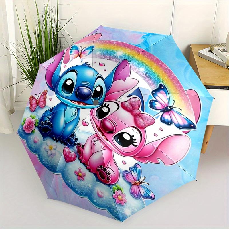 

Stitch, Lilo Themed Automatic opening and closing folding umbrella, 8-rib windproof, compact travel design, suitable for all occasion | Fash