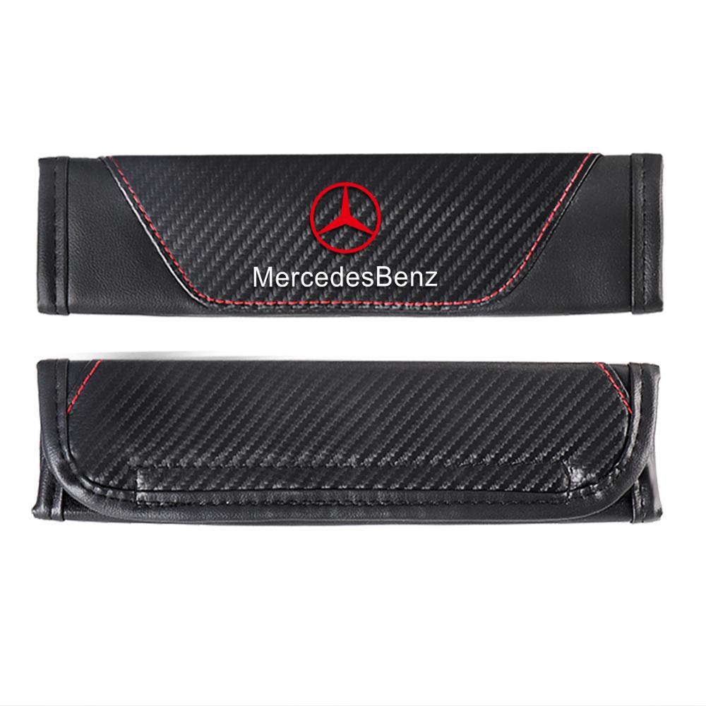GLC GLB 2pcs Seat Belt Covers Car Safety belt cover For Adults Youth Kids Carbon Fiber PU For Benz AMG W202 Auto Accessories In