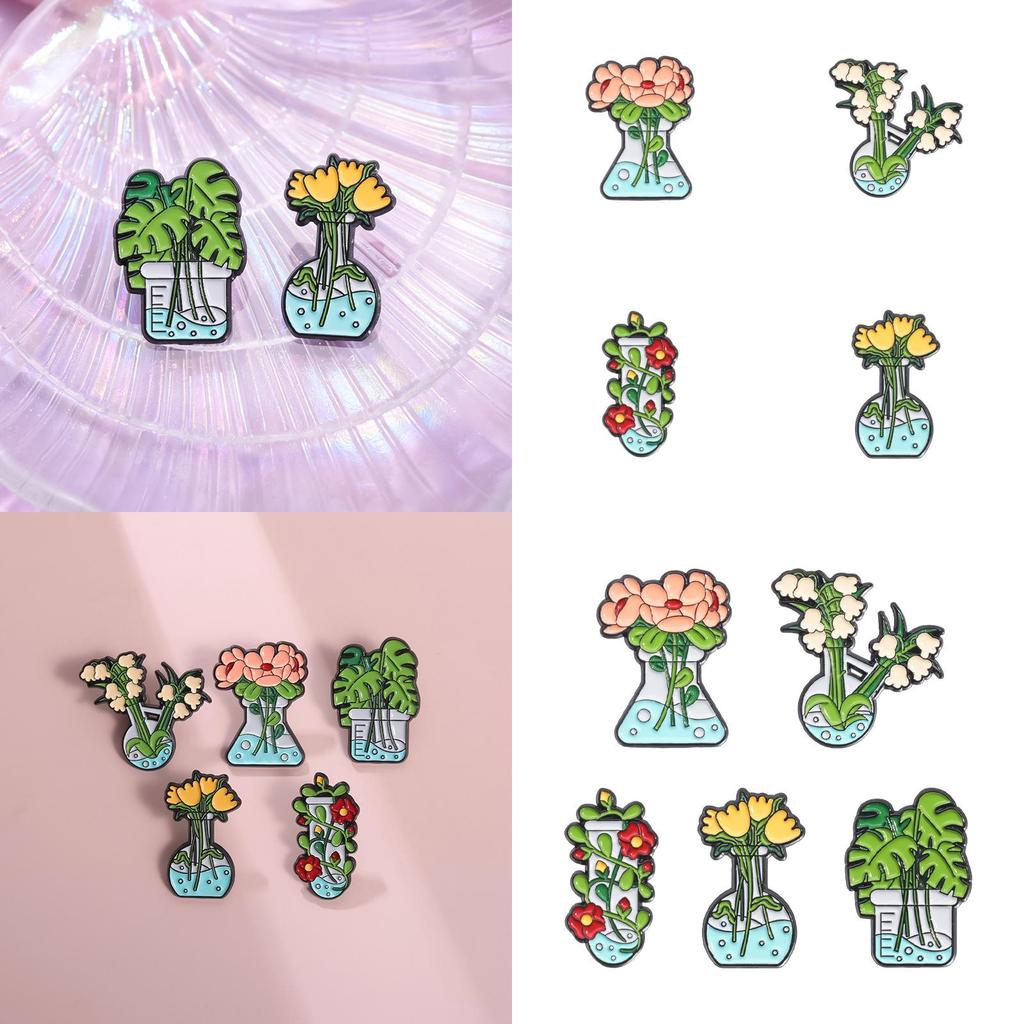 Trendy Cartoon Character Green Plant Brooches Versatile Metal Pins For Unisex Fashion Statement