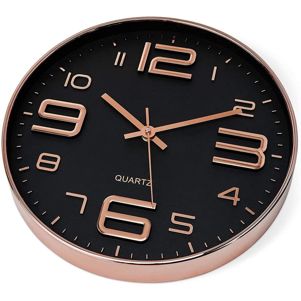 Wall Clock 12" Silent Quartz Decorative Latest Wall Clock Non-Ticking Classic Clock Battery Operated Round Easy To Read For Room/Home