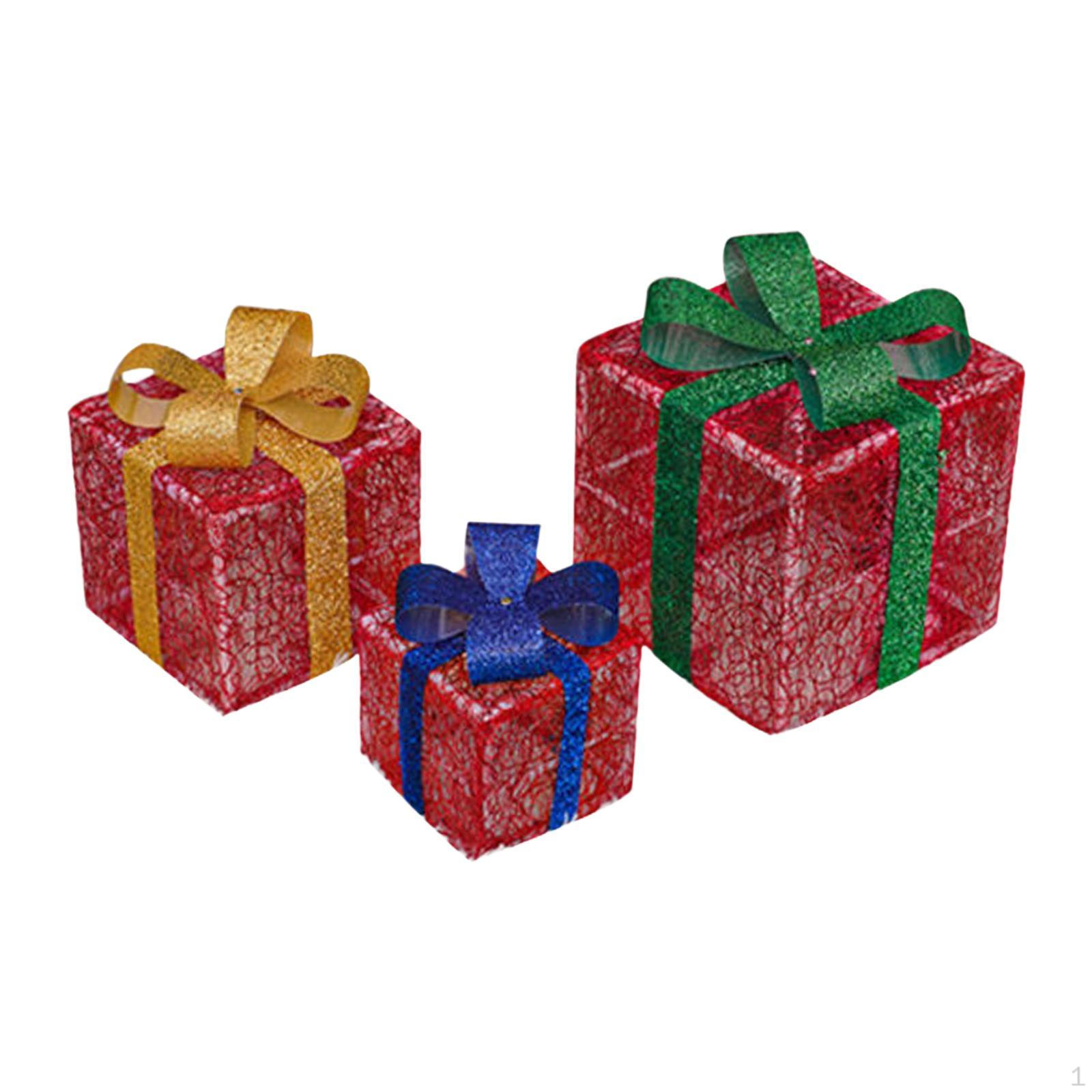 

3 шт. светодиодных рождественских подарочных коробок с подсветкой, рождественский декор для дома, офиса