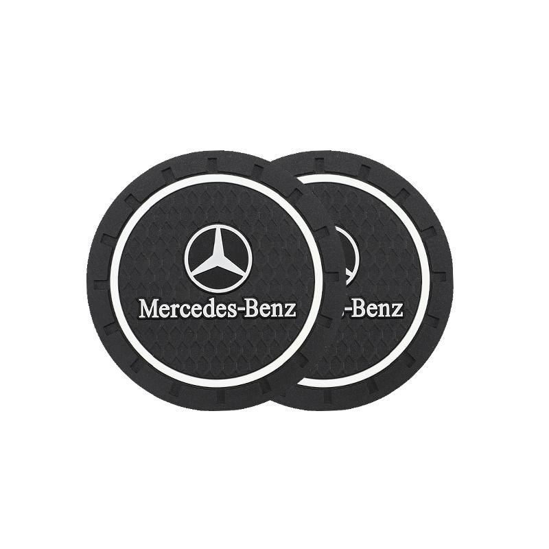

GLC GLB 2Pcs Car Coaster PVC Logo Water Cup Pad Anti Slip Mat For Mercedes Benz AMG GLE GLS CLS GLC CLA GLA GLK ML C197 R231 W1