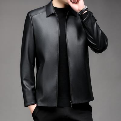 Lederjacke Neue Lederjacke Herren Business Casual Mode Revers Frühling und Herbst Lederjacke Herrenjacke Jacke