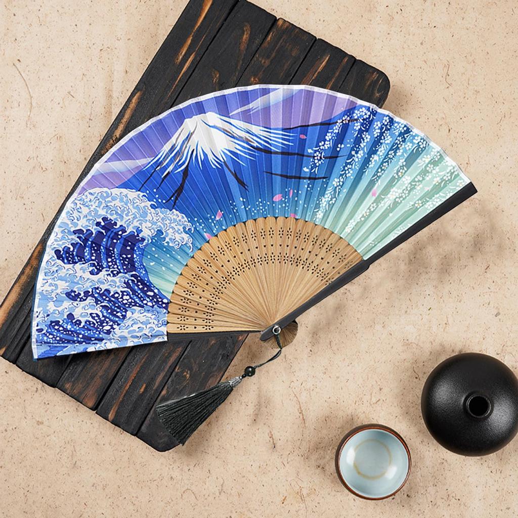 Silk Fan for Men and Lightweight Bamboo Bamboo Craft Japanese Accessory Fan [YINKE] Women, Frame, High-Quality Silk, Fan, Style, Stylish, Gentleman's