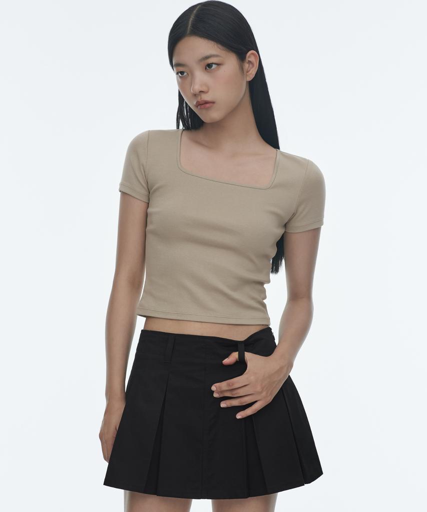 MUSINSA STANDARD WOMAN Women'S Cotton Pleated Mini Skirt [Black]