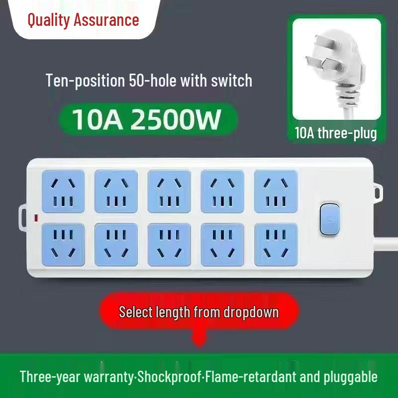 Pure Copper High Power Wireless Power Strip with Extension Cord