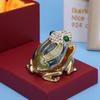 Unique Vivid Frog Ornament Diamond Inlaid Metal Decoration Gift Home Desktop Enamel FrogGray