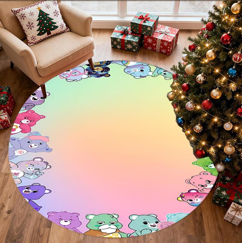 Care Bears Pattern Round Rug, Indoor/Outdoor Mat, for Picnic, Gameroom, Bedroom, Office, Living Room, Home Decor Carpet, Birthday Gift