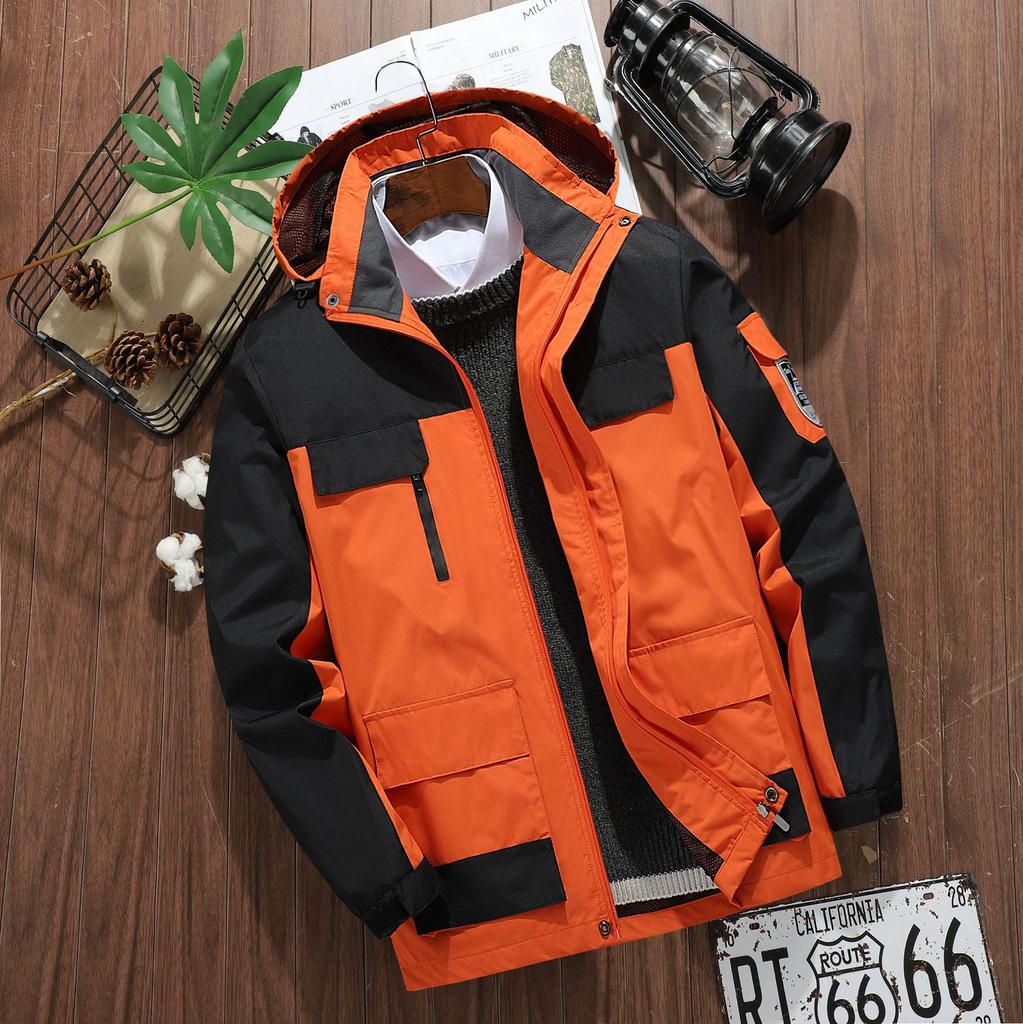 2021 Men's Spring/Autumn Thin Hooded Windbreaker - Single Layer Mountaineering Plus Size Couple Jacket