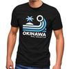 Men's 100% Cotton T-shirt Mens Tees Top Japan Okinawa Lettering Retro Palm Tree Wave Fashion Street Style-