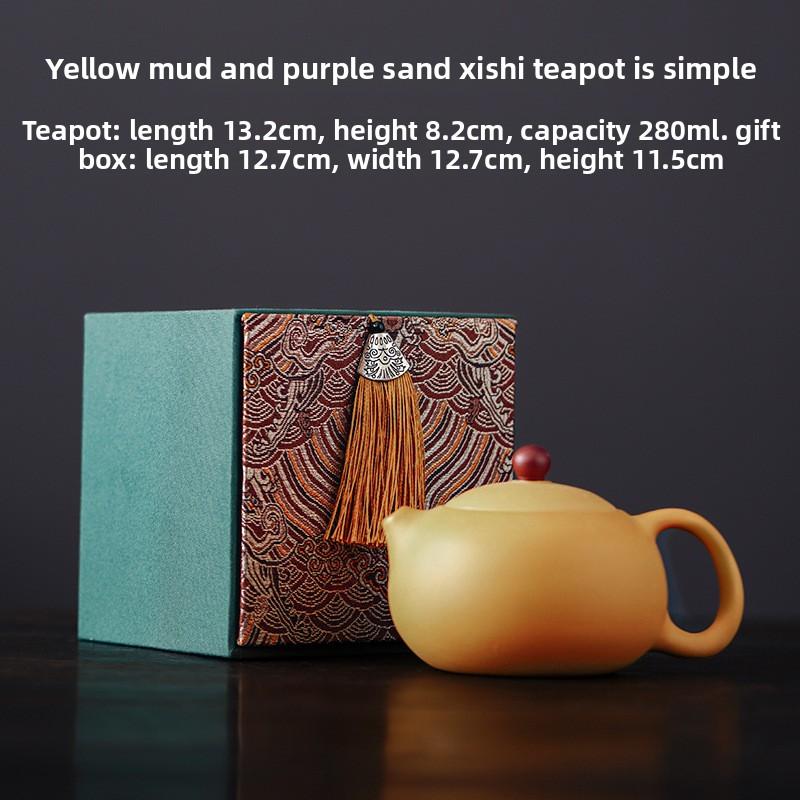 Joyful Eyebrows, Purple Clay, Yellow Section, Mud, Xi Shi Pot, Color Changing When Heated, One Pot, Two Cups Tea Set