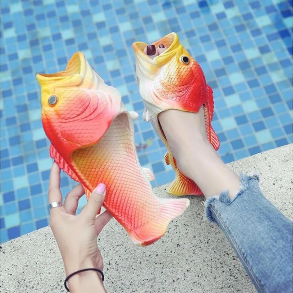 2025 Fish Slippers Fashion Outer Wear Summer Girls Flip Flops Creative Funny Couple Fish-shaped Parent-child Shoes